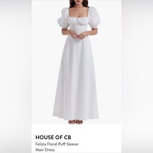 House of CB Felizia white floor-length puff sleeve maxi dress size Small A/C